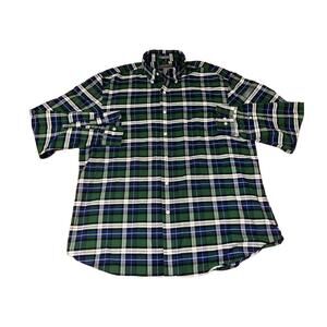 Saddlebred Born Southern Button Down Shirt XL Green Plaid WRINKLE FREE Casual